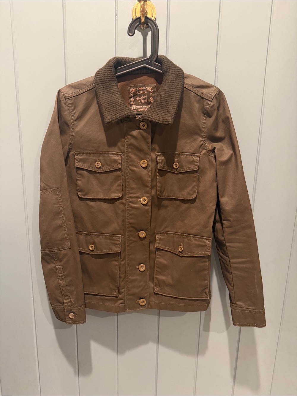 J. Crew Tan-Brown Utility Jacket with Ribbed Collar